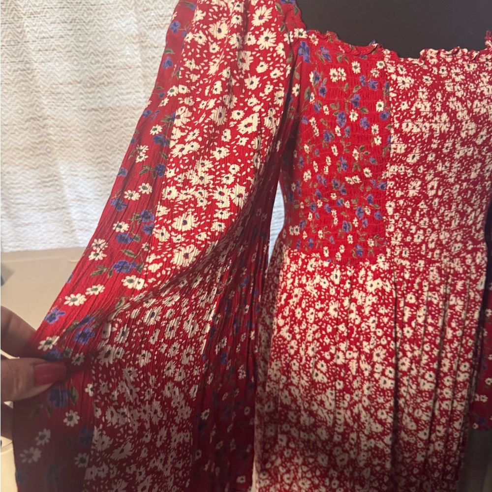 ASOS Red Floral Long Sleeve Dress - Picture 4 of 11